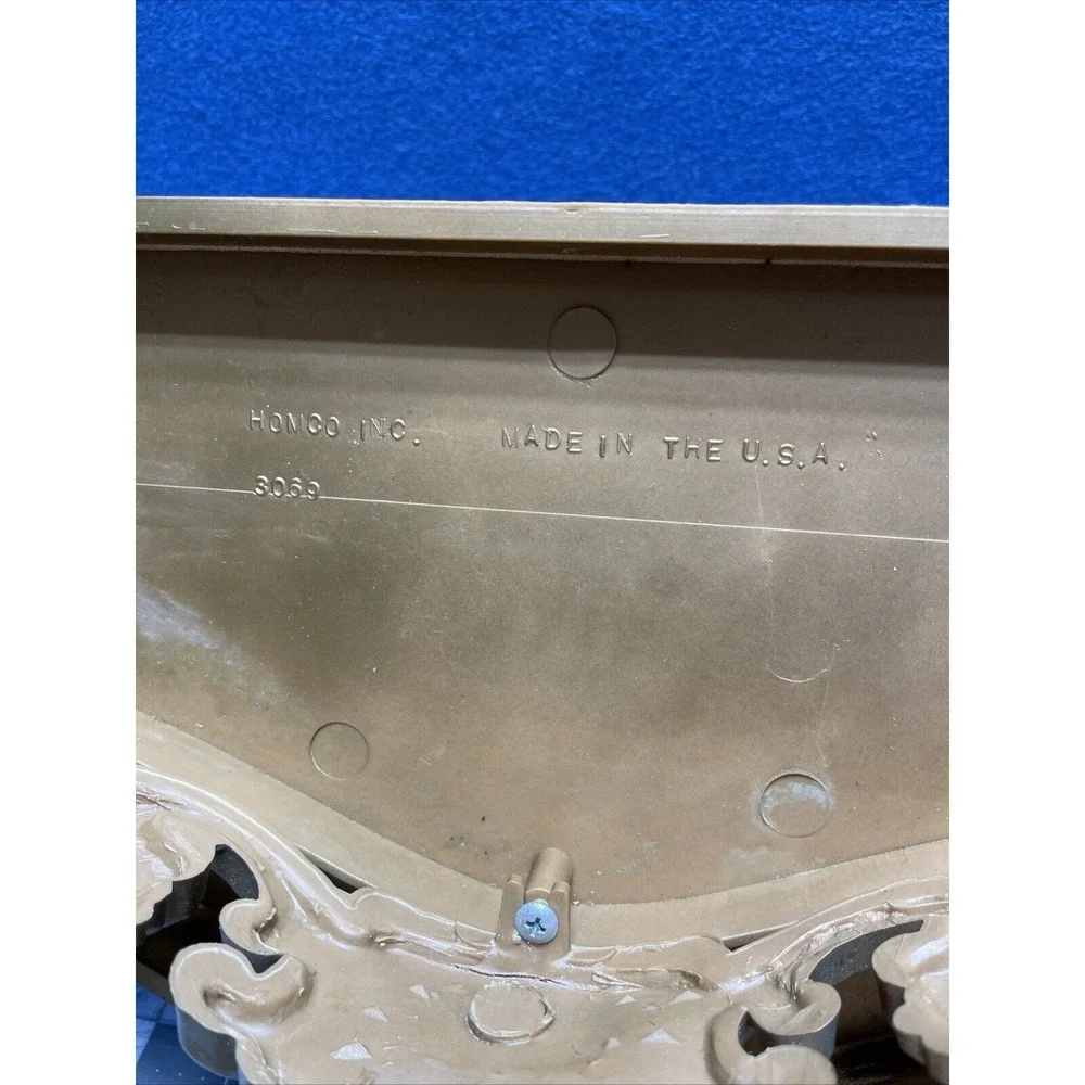 Homco Gold Wall Shelf with Floral Scroll Shell Details Interior 16